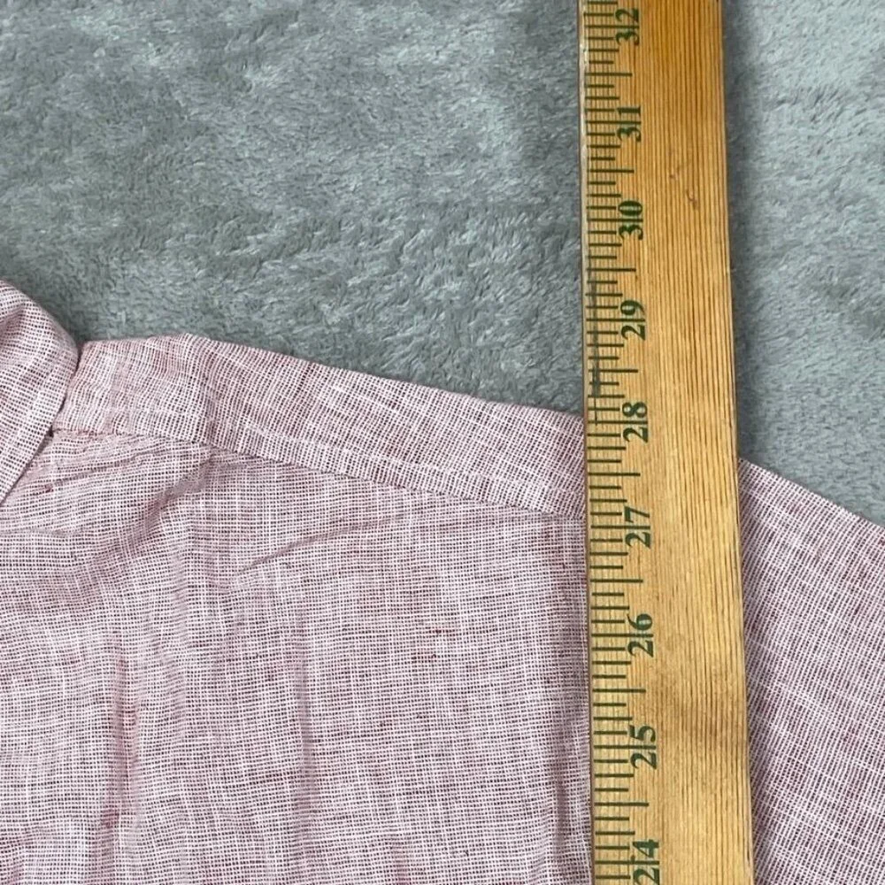 Weatherproof Vintage Mens XXL Pink Washable Linen Short Sleeve Shirt a0405 - Picture 6 of 10